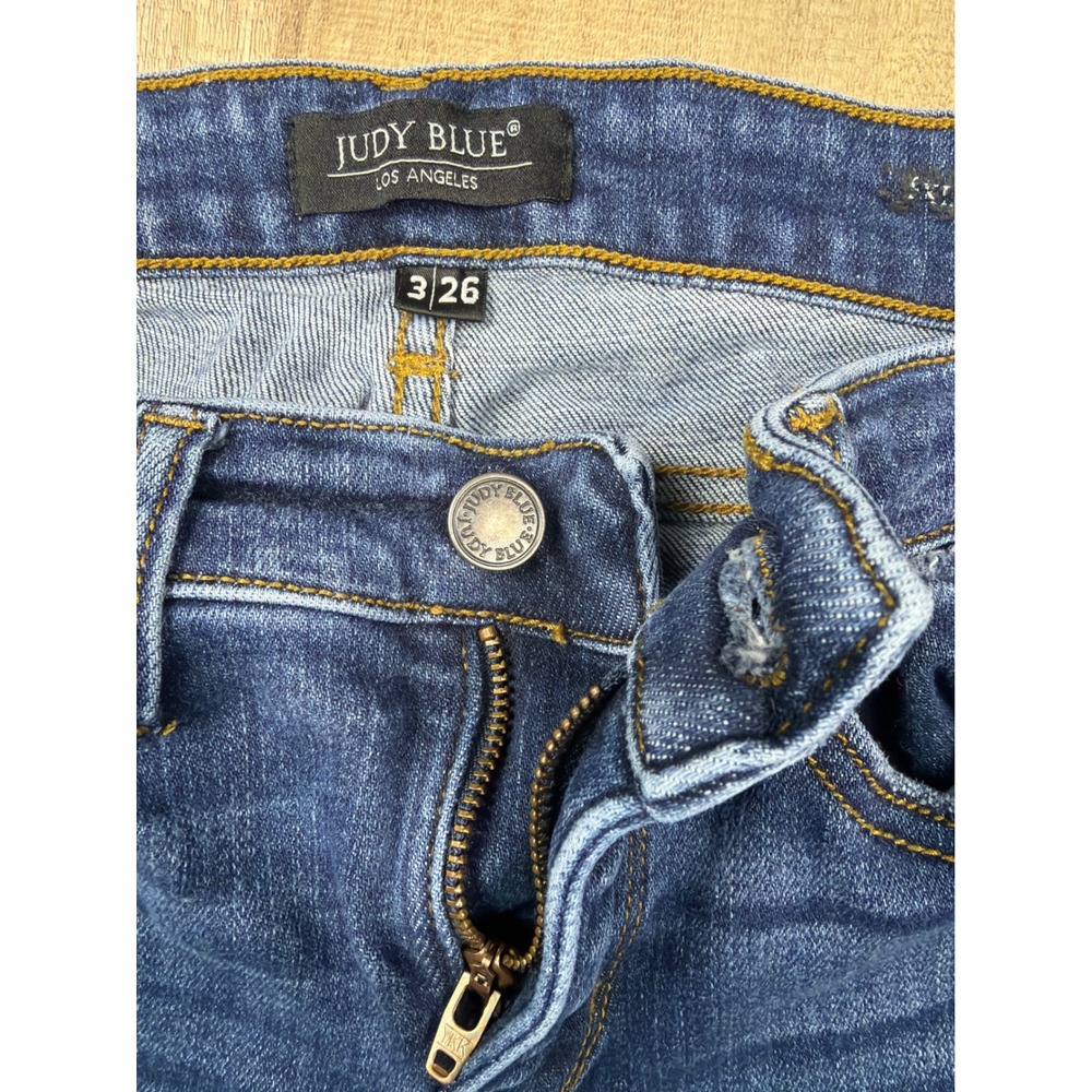 Judy Blue Skinny Jeans Dark Wash Distressed Denim JB82135DK Womens Size 3 26 - Picture 2 of 8